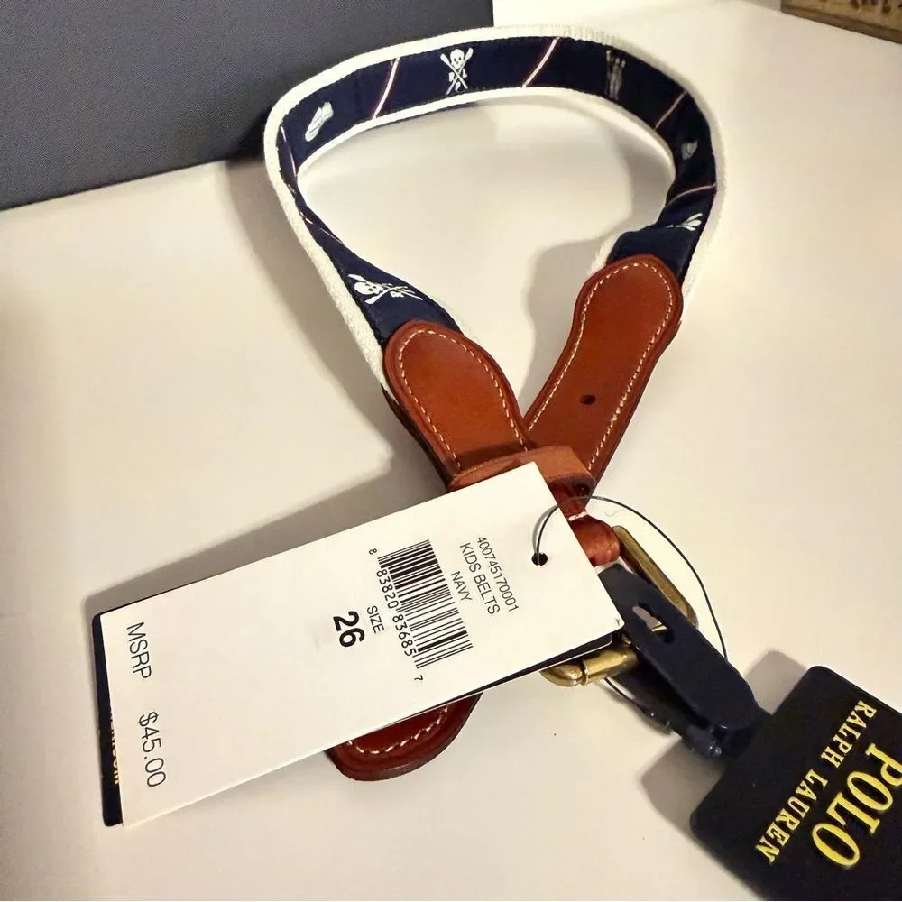 Polo Ralph Lauren Boys Belt Size 26 | Junior Kids Leather & Canvas – NWT